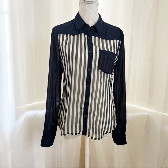 Love Tree Striped button down Size Medium - Picture 1 of 7